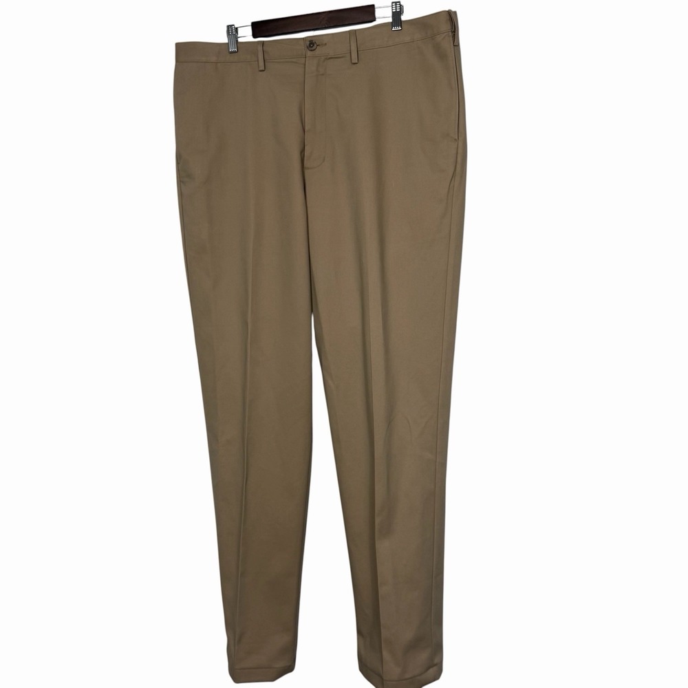 Lands' End Men's Khaki Dress Pants 42T Traditional Fit Flat Front